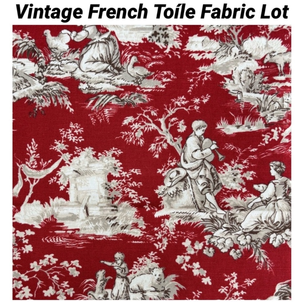 Waverly Fabric Vintage Pattern Inspirations Craft Bundle French Toíle Red Cream
